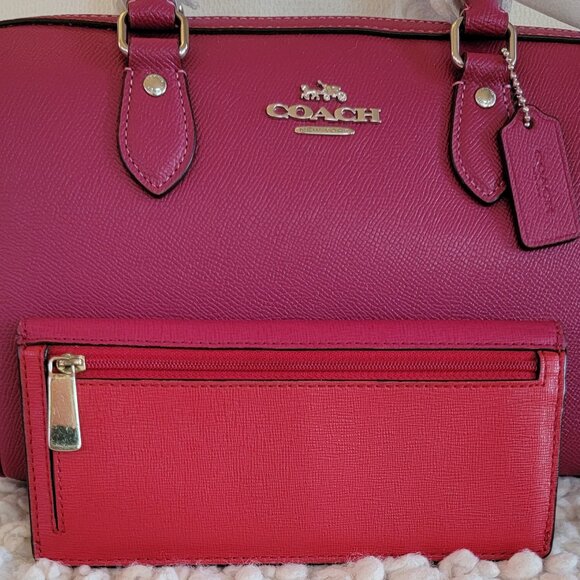 New Coach Rowan Satchel in Bright Violet with Wallet - Picture 10 of 11